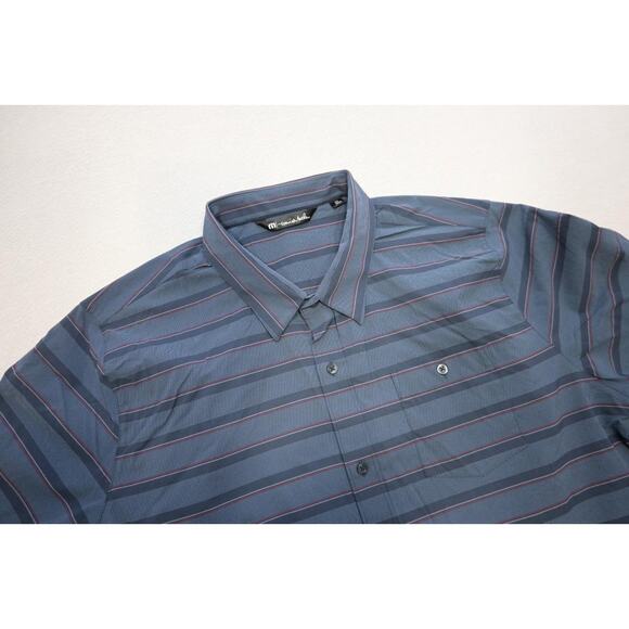 Travis Mathew Button Up Shirt Striped Nylon Stretch Golf Shirt Mens Size 2XL XXL - Picture 5 of 7